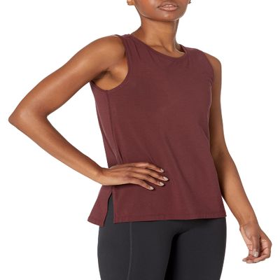 Amazon Essentials Women's Soft Cotton Relaxed-Fit Yoga Tank Top (Available in Plus Size), Burgundy, 2X