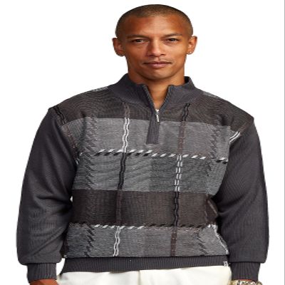 Stacy Adams Men's Sweater, GEO Square Design (5XL, Charcoal)