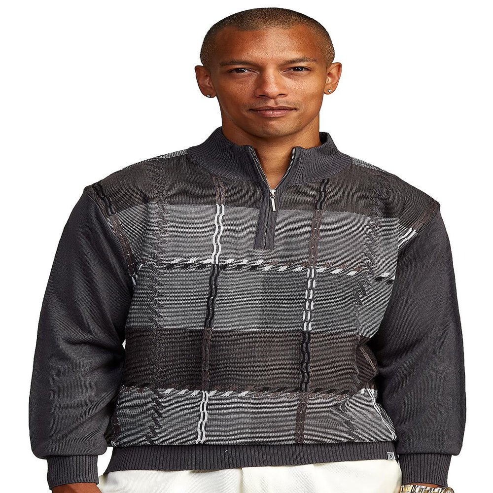 Stacy Adams Men's Sweater, GEO Square Design (5XL, Charcoal)