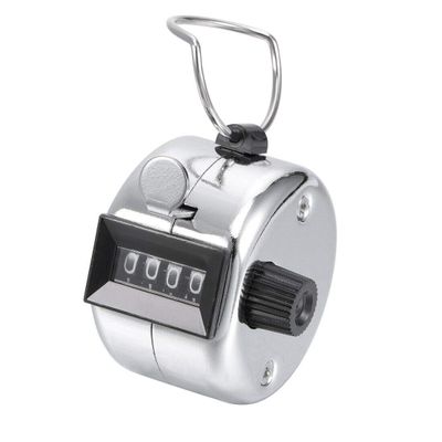 White Deer Hand Tally Counter 4 Digit Number Dual Clicker Golf Handy Convenient (Silver)