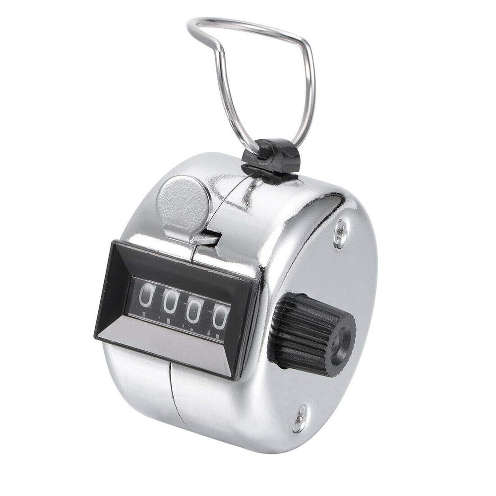 White Deer Hand Tally Counter 4 Digit Number Dual Clicker Golf Handy Convenient (Silver)