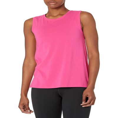Amazon Essentials Women's Soft Cotton Relaxed-Fit Yoga Tank Top (Available in Plus Size), Bright Pink, X-Small