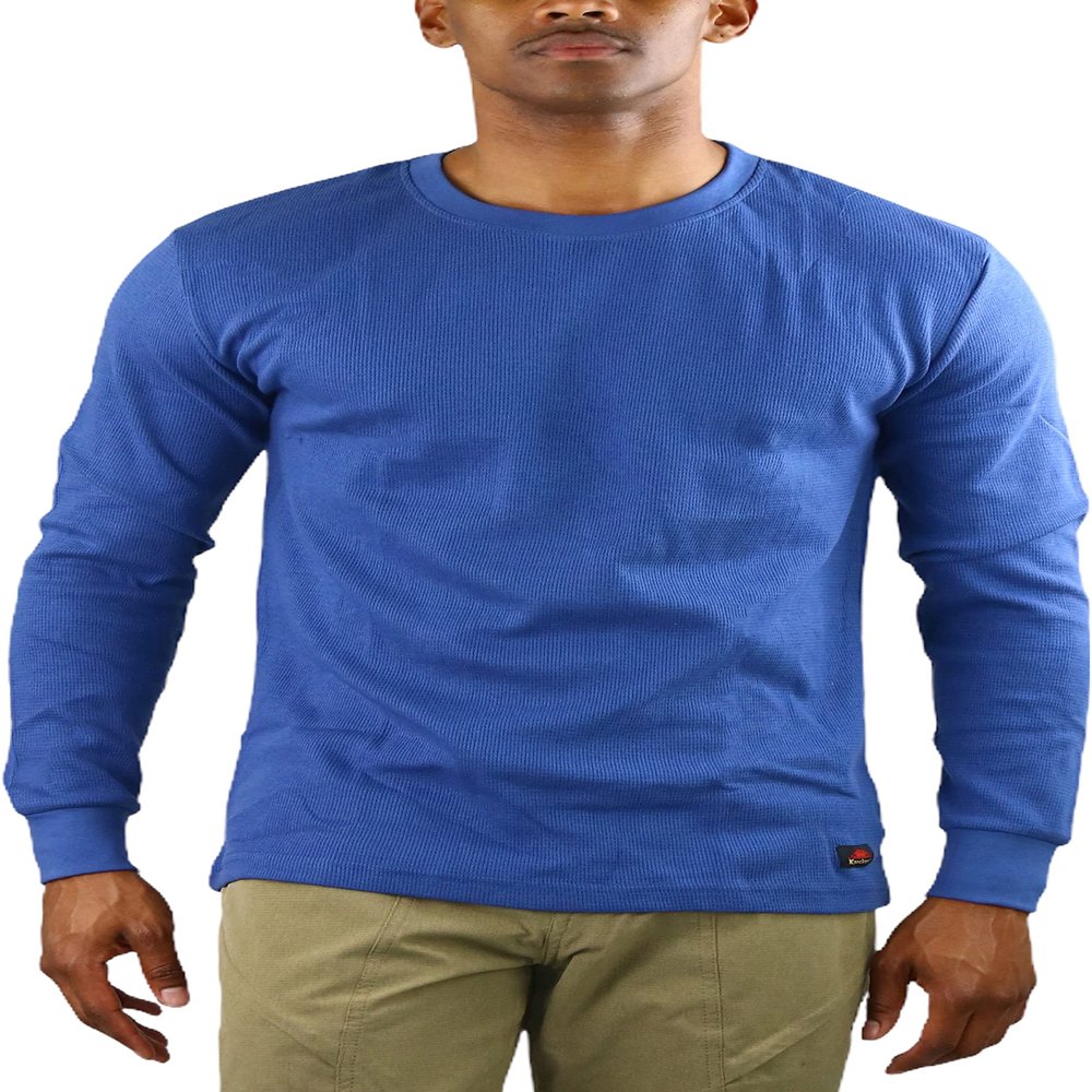 ToBeInStyle Men's Lightweight Cotton Long Sleeve Crewneck Shirt - Denim - Small