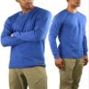 ToBeInStyle Men's Lightweight Cotton Long Sleeve Crewneck Shirt - Denim - Small view 3