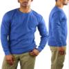ToBeInStyle Men's Lightweight Cotton Long Sleeve Crewneck Shirt - Denim - Small view 4
