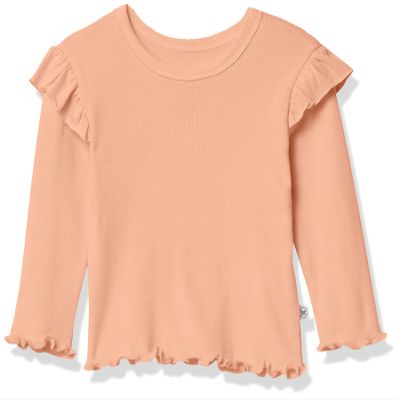 HonestBaby Organic Cotton Rib Ruffle Long Sleeve T-shirt, Roebuck, Newborn