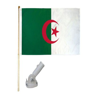American Wholesale Superstore 5' Wooden Flag Pole Kit W/Nylon White Bracket & 3x5 Algeria Country Poly Flag