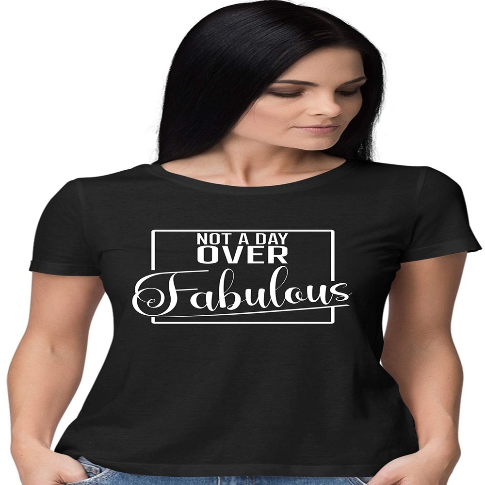 Go All Out XX-Large Black Womens Not A Day Over Fabulous Funny Birthday T-Shirt