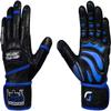 Elite Leather Gym Gloves with Built in 2" Wide Wrist Wraps Grip & Design for Weightlifting Power Lifting Bodybuilding & Strength Training Workout Exercises (Full Fingers Blue, X-Large) view 1