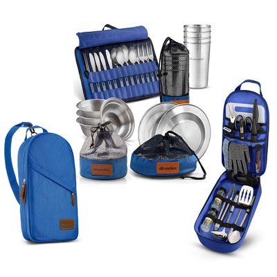 Camp Kitchen Cooking Utensil & Tableware Utensil Set Travel Organizer Grill Accessories Portable Compact Gear for Backpacking BBQ Camping Hiking Travel Cookware Kit Water Resistant Case