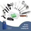 Camp Kitchen Cooking Utensil & Tableware Utensil Set Travel Organizer Grill Accessories Portable Compact Gear for Backpacking BBQ Camping Hiking Travel Cookware Kit Water Resistant Case view 4