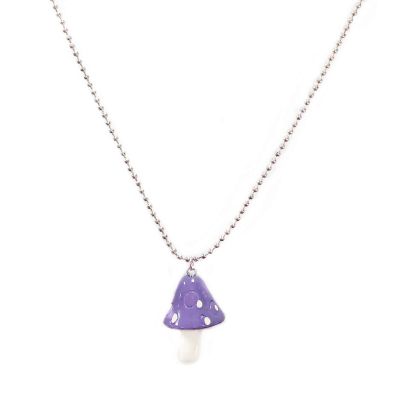 5 PCS Set Cutie Creative Colorful Mushroom Shape Drop Dangle Pendant Chain Beaded Necklace Sweet Fresh for Women Jewelry Sets Gifts White Dot Gothic Dainty-Purple