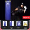 PROLAST Heavy Punching Kicking Bag for Adults, Boxing, MMA, Martial Arts, Muay Thai, Strength Training Equipment, Unfilled, 5ft, 100 lbs, with Bottom D-Ring, Colored Strap and Rhino Logo, Blue view 3