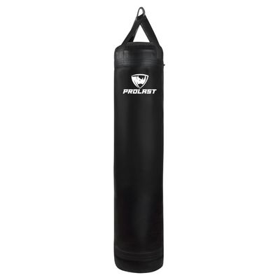 PROLAST Heavy Punching Kicking Bag for Adults, Boxing, MMA, Martial Arts, Muay Thai, Strength Training Equipment, Unfilled, 5ft, 100 lbs, Without Bottom D-Ring, Colored Strap and Rhino Logo, Black