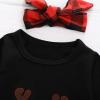 Agoky Infant Baby Girls 2Pcs Flared Long Sleeves Elk Shirt Tops with Plaid Suspender Skirt Summer Casual Wear Outfit Black 2 view 3