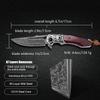 TURENZ Folding Tactical Knife with 3inch Handmade Damascus Steel Blade, Wooden Handle, Liner Lock, Sheath, EDC Pocket Knife for Men view 3