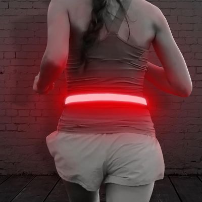 Illumifun LED Running Belt, Light Up LED Waist Belt, High Visibility Gear for Running Walking Cycling Camping (Red)