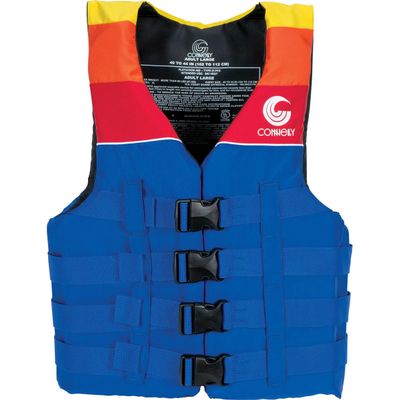 Connelly Men's Retro Nylon 4 Buckle Life Vest - Blue/Red, Small