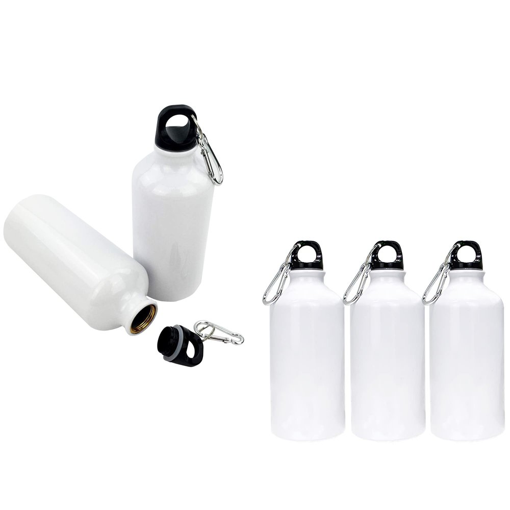 INTSUPERMAI 5pcs 600ml Sublimation White Blank Aluminum Sports Bottle Heat Press Water Bottle for Sublimation Printing 600ml 20oz Capacity