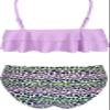 SHEKINI Girls Floral Printing Bathing Suits Ruffle Flounce Two Piece Swimsuits (Pink Purple, 10-12 Years) view 2