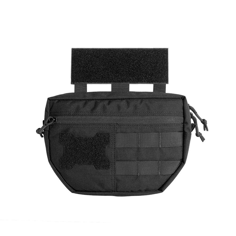 EXCELLENT ELITE SPANKER Tactical Drop Dump Pouch Molle Tool Pouch with Hook & Loop Carrying Kit Bag for Tactical Vest Chest Rig(Black)