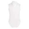 FEESHOW Big Girls' Cap Sleeve Floral Lace Back Gymnastics Leotard Bodysuit Ballet Dance wear Costume Mock Neck Ivory 8-10 view 1