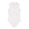 FEESHOW Big Girls' Cap Sleeve Floral Lace Back Gymnastics Leotard Bodysuit Ballet Dance wear Costume Mock Neck Ivory 8-10 view 3