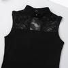 FEESHOW Big Girls' Cap Sleeve Floral Lace Back Gymnastics Leotard Bodysuit Ballet Dance wear Costume Mock Neck Black 8-10 view 4