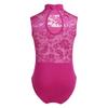 FEESHOW Big Girls' Cap Sleeve Floral Lace Back Gymnastics Leotard Bodysuit Ballet Dance wear Costume Mock Neck Rose Red 8-10 view 2