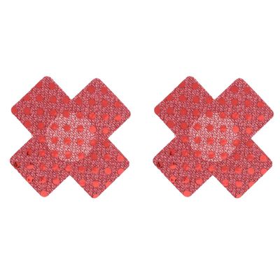 Alvivi 20Pcs Women Nipple Covers Disposable Cross Shape Breast Covers Satin Self-Adhesive Nipple Cover Petal Bra Pasties Red One Size