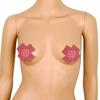 Alvivi 20Pcs Women Nipple Covers Disposable Cross Shape Breast Covers Satin Self-Adhesive Nipple Cover Petal Bra Pasties Red One Size view 3