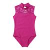 FEESHOW Big Girls' Cap Sleeve Floral Lace Back Gymnastics Leotard Bodysuit Ballet Dance wear Costume Mock Neck Rose Red 12-14 view 3