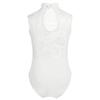 FEESHOW Big Girls' Cap Sleeve Floral Lace Back Gymnastics Leotard Bodysuit Ballet Dance wear Costume Mock Neck Ivory 12-14 view 2