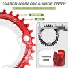 BUCKLOS MTB Mountain Bike Single Speed Square Taper Crankset -170mm Cranksets Bicycle Crank Set with 104BCD 32/34/36/38/40/42T Round/Oval Chainring Fit for Ebike/Commuter Bike view 2