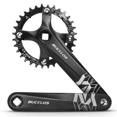 BUCKLOS MTB Mountain Bike Single Speed Square Taper Crankset -170mm Cranksets Bicycle Crank Set with 104BCD 32/34/36/38/40/42T Round/Oval Chainring Fit for Ebike/Commuter Bike