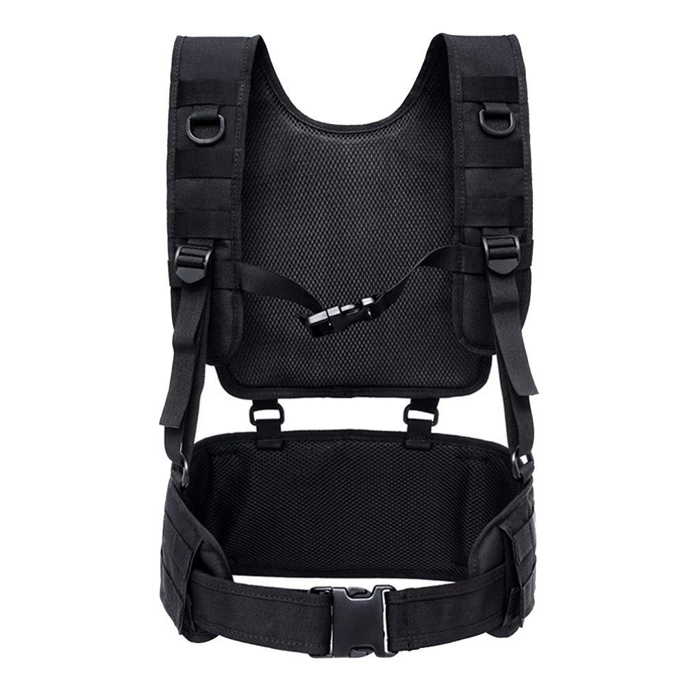 MiOYOOW Molle Vest Suspender Harness, Outdoor H-Harness Belt Suspenders with Detachable Suspender Straps for Hunting Equipment Training Outdoors Duty