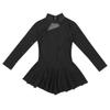 Jowowha Kids Girls Long Sleeves Mock Neck Mesh Splice Dancewear Figure Ice Skating Dresses Black 4 view 3