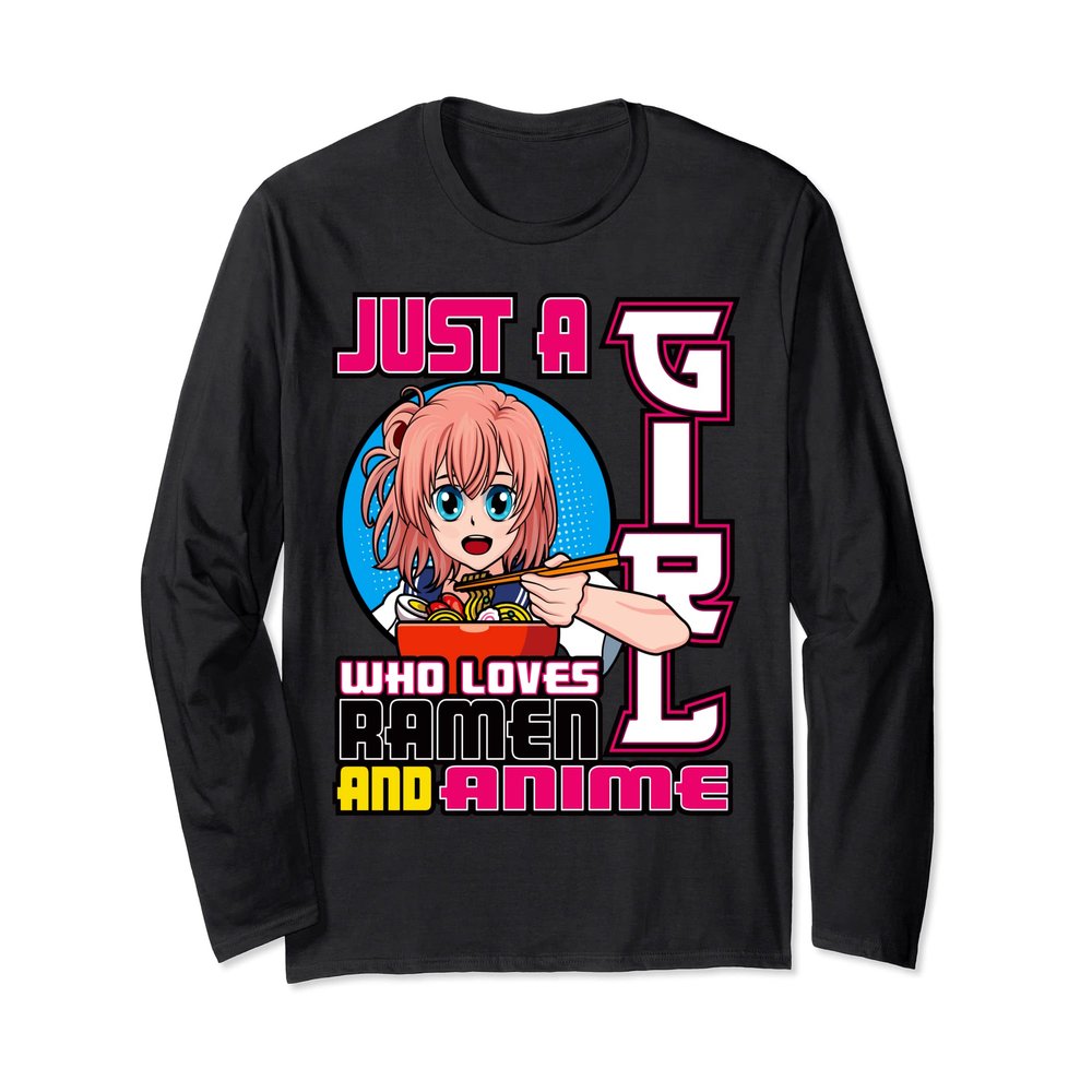 Anime Merch Teen Tweens Girl Who Loves Anime Ramen Bowl Long Sleeve T-Shirt