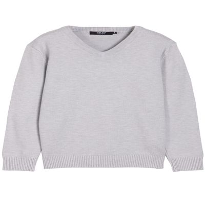 X RAY Boys School Uniform Sweater V-Neck, Big Boys' & Little Kids Youth Long Sleeve V Neck Pullover Sweater, Light Heather Grey, Large (10-12)