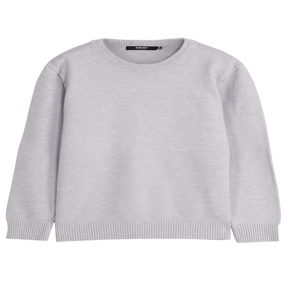 X RAY Boys Crewneck Sweater (XS - XXL), School Uniform Big Boys' & Little Kids Youth Crew Neck Long Sleeve Pullover, Light Heather Grey, Large (10-12)