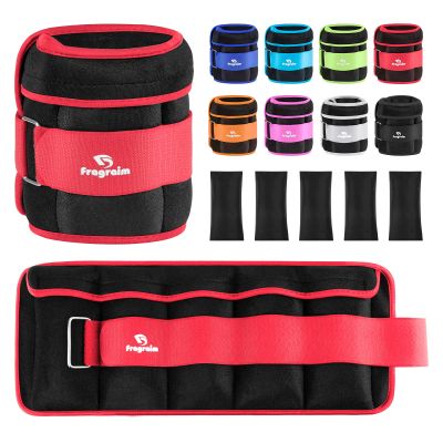 Adjustable Ankle Weights 1-10 LBS Pair with Removable Weight for Jogging, Gymnastics, Aerobics, Physical Therapy, Resistance Training|Each 1-5 LBS, Total 10LBS, Red