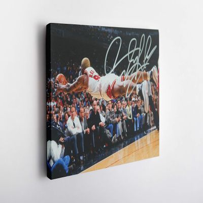 Dennis Rodman Poster Chicago Bulls Basketball Canvas Wall Art Home Decor Framed Art (30"x20" Stretched on Wood)