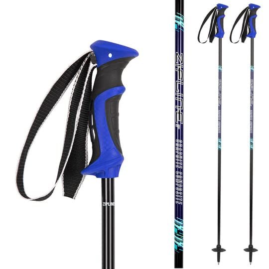 Zipline Lollipop 14.0 Graphite Carbon Composite Ski Poles Lightweight Ergonomic Grip, Vibration Dampening, Groomers and Freestyle. Choice of Skiers (BlackBerry, 52" in./132 cm)