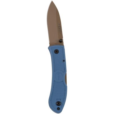 KA-BAR Dozier Pocket Knife 3" Drop Point D2 Tool Steel Gray Blade Zytel Handle Blue