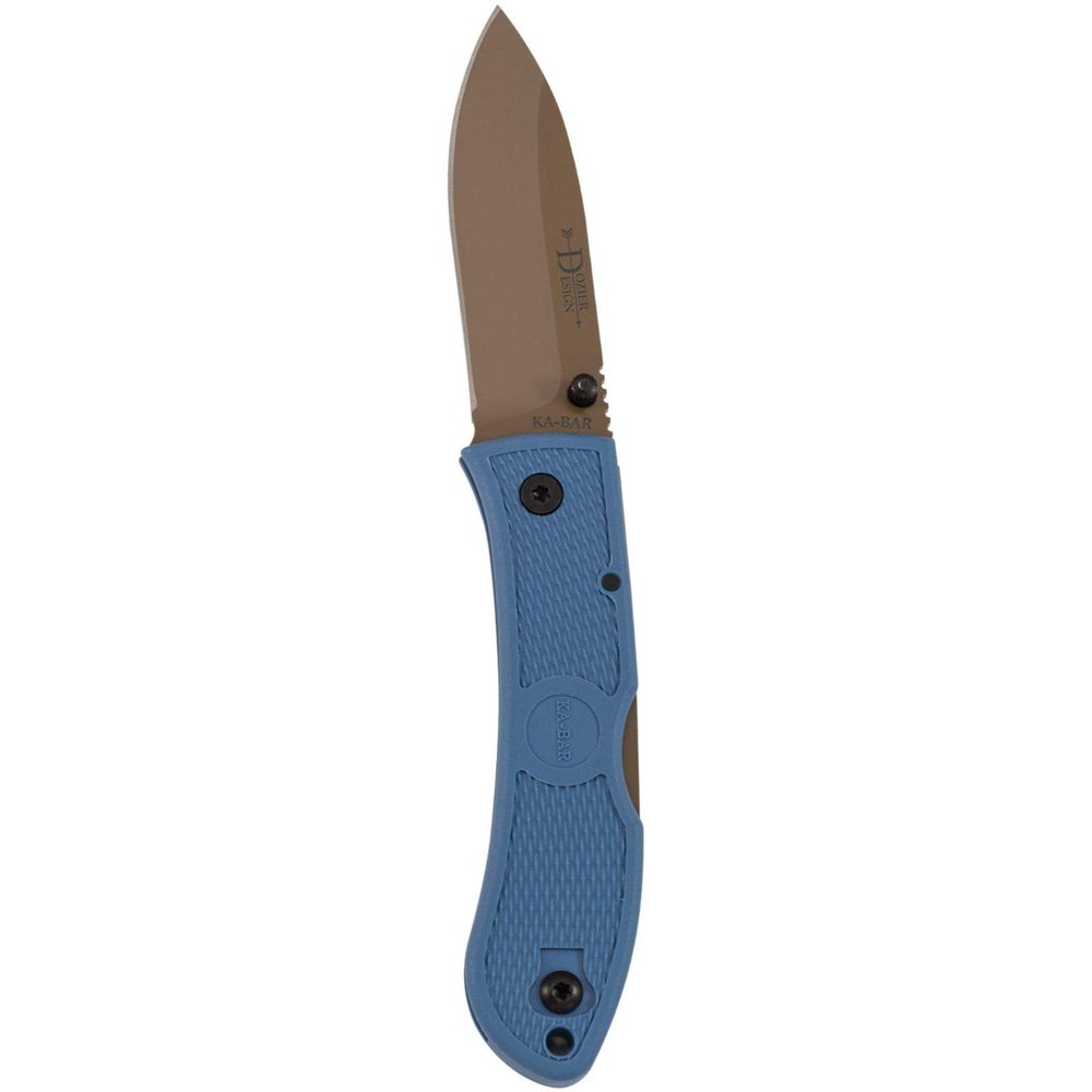 KA-BAR Dozier Pocket Knife 3" Drop Point D2 Tool Steel Gray Blade Zytel Handle Blue