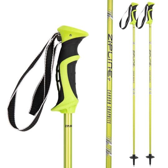 Zipline Lollipop 14.0 Graphite Carbon Composite Ski Poles Lightweight Ergonomic Grip, Vibration Dampening, Groomers and Freestyle. Choice of Skiers (Lemon, 40" in./102 cm)