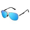 ATX OPTICAL XXL extra large Classic Round Aviator Polarized Sunglasses for big wide heads 150mm (gunmetal, blue) view 2