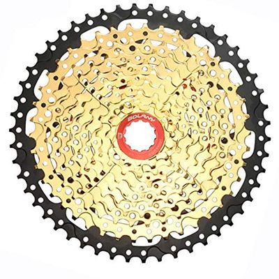 10 Speed Cassette 11-50T Wide Ratio Freewheel Gold/Silver MTB Mountain Bike Bicycle Sprocket for Shimano Sram (10Speed 11-50T Gold)