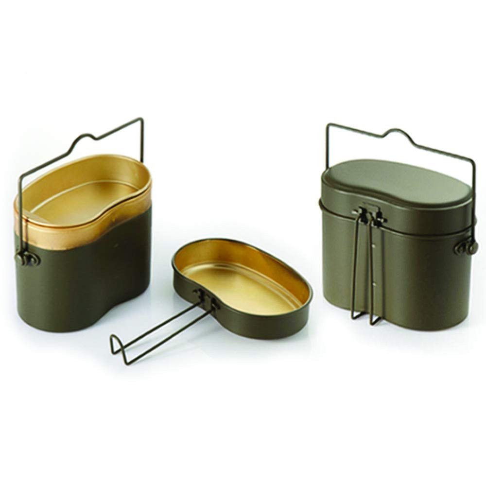 Military 3-Piece Mess Kit,Messtin, Canteen For Outdoor Camping Leisure,Fishing,Mountail Climbing Khaki Color Made In Korea