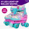 Xino Sports Adjustable Roller Skates for Kids - Pro Quality - Beginner Friendly with Illuminating LED Light-Up Wheels, Durable and Comfortable Design for Boys and Girls (Rainbow, Medium - 1-4) view 2